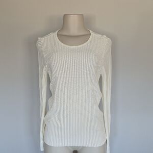 White House Black Market Ecru long sleeve ribbed sweater-S